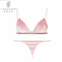 FDBL7103125 tamaño completo foto sexy para mujer ropa interior sexy nuevo diseño sujetador de terciopelo de lujo sujetadores triángulo bralette sujetador y conjunto de bragas